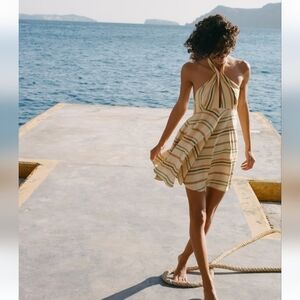Cutest Zara Stripped Linen Halter Dress